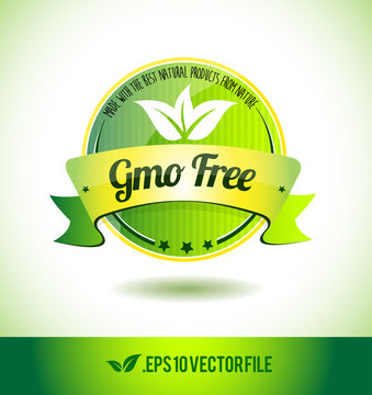 Gmo free badge label seal text tag word