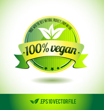 100% vegan badge label seal text tag word