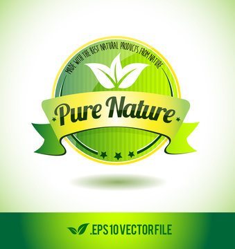 Pure nature badge label seal text tag word
