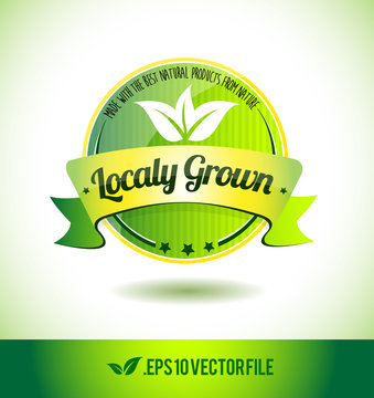 Localy grown badge label seal text tag word