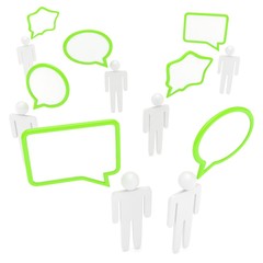 people with talk bubbles isolated over a white background. 3d rendering.
