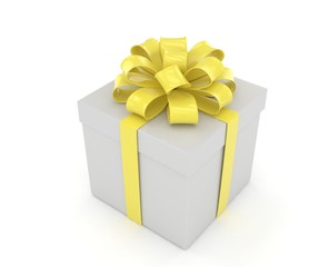 gift box with bows isolated on white. 3d rendering.