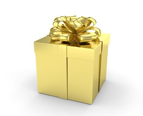 gift box with bows isolated on white. 3d rendering.