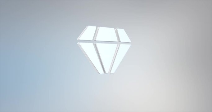 Animated Diamond Gem White 3d Icon Loop Modules for edit with alpha matte
