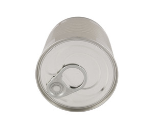 Aluminum tin can isolated on white background