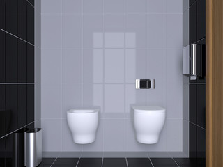 The minimalistic design of the bathroom. 3D Render