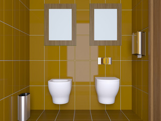 The Bathroom lonely bachelor apartment. 3D visualization