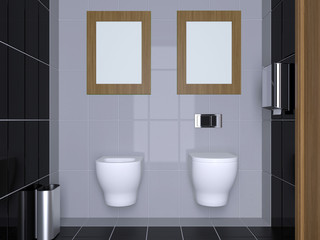 The minimalistic design of the bathroom. 3D Render