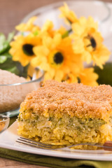 Rice timbale with zucchini. 