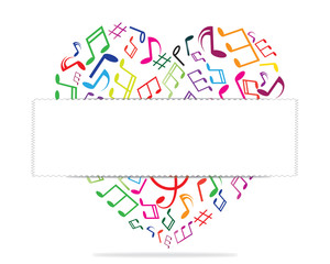 Music in the heart ready for your message. Vector illustration.