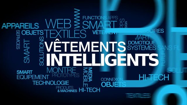 V&ecirc;tements intelligents textile smart internet des objets technologie portable tag cloud nuage de mots texte