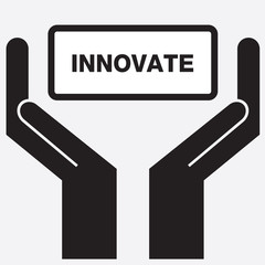 Hand showing innovate sign icon. Vector illustration.