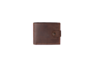 Leather wallet on a white background, isolated