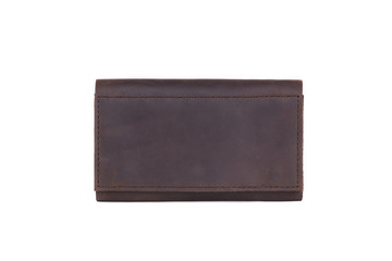 Leather wallet on a white background, isolated