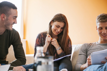 Three Students Learning