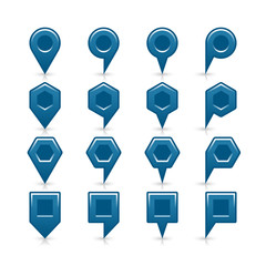 Flat blue color map pin sign location icon
