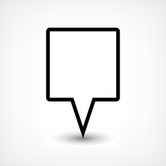 Black blank map pin flat location sign square icon