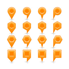 Flat orange color map pin sign location icon