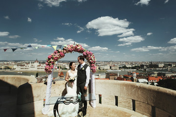 Pair of newlyweds  on the wedding ceremony