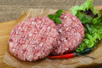 Raw burger cutlet