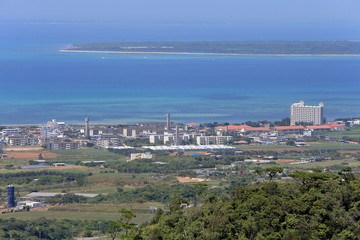 Viewing Kohama island from an observation deck on the mountain.