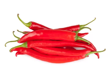 Fotobehang red chili or chilli cayenne pepper isolated on white background © sripfoto