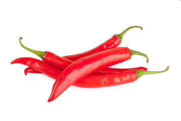 red chili or chilli cayenne pepper isolated on white background