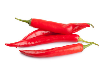 red chili or chilli cayenne pepper isolated on white background
