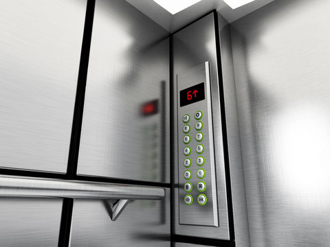 Elevator Panel With Buttons And LCD Display. 3D Illustration