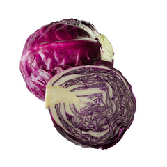 Fresh red cabbage vegetable on white background