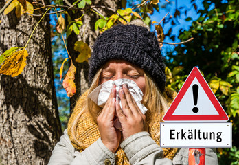 Achtung Erkältung Schild