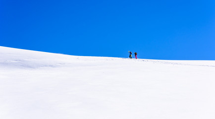 Ice Climbing on glacier in the mountains of Switzerland - Aletsch Glacier