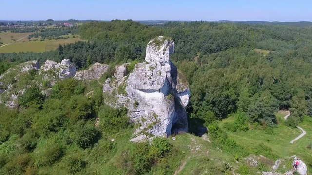 Limestone rock in Jura Krakowsko-Czestochowska. Poland. View from above.
