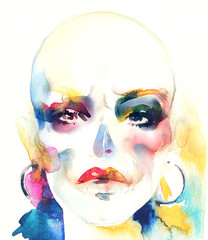 skull woman face. abstract watercolor illustration. illustration
