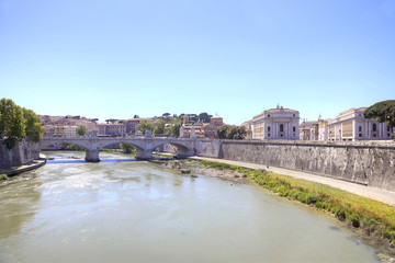 Fototapeta premium River Tiber and bridge of Vittorio Emanuele II