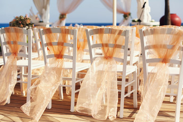 A lot of wedding chairs