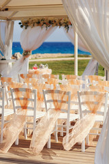 A lot of wedding chairs