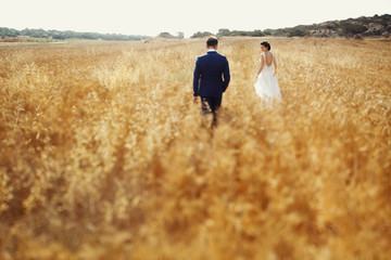 Beautiful couple on romantic walk