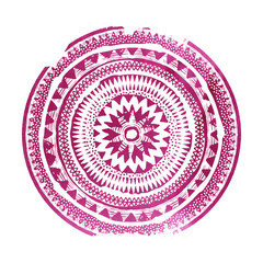 Mandala. Abstract round purple watercolor vector ornament. - 120674168