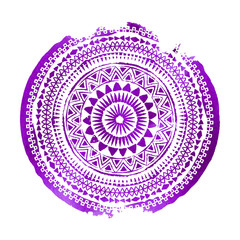 Mandala. Abstract round purple watercolor vector ornament.Tribal grunge texture - 120674360
