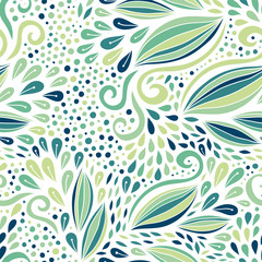 Floral seamless pattern. Green modern ornament. Vector textile or packaging design