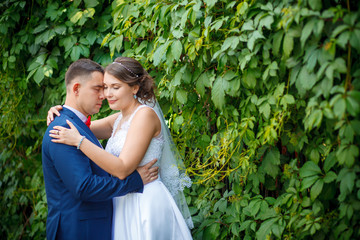 Happy bride and groom on their wedding