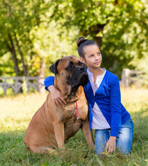 teen girl with the dog