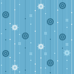 Vector seamless pattern with stripes, snowflakes