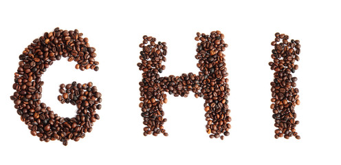 alphabet from coffee beans