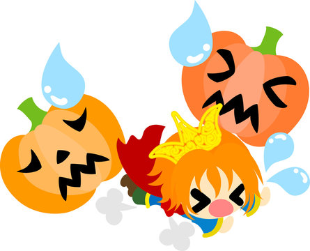 Halloween and jack-o-lanterns and a falling down prince