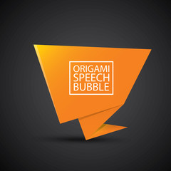 Abstract glossy orange origami speech bubble