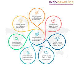 Linear infographics. Chart with 7 steps, options.