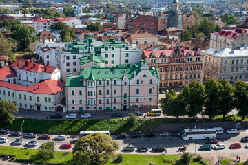 Fototapeta na wymiar medieval town of Vyborg from above