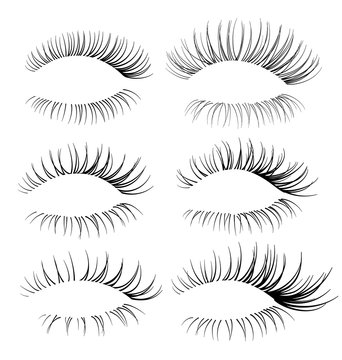 Set of eyelash brushes. Eyelash texture